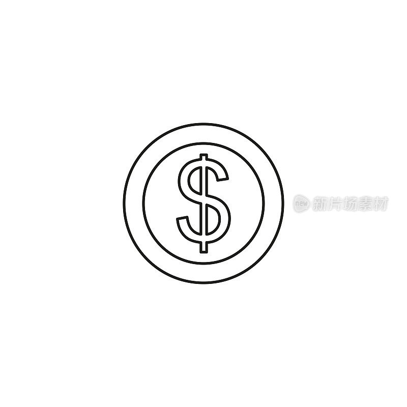 货币符号，货币兑换，英镑硬币，矢量单线图标