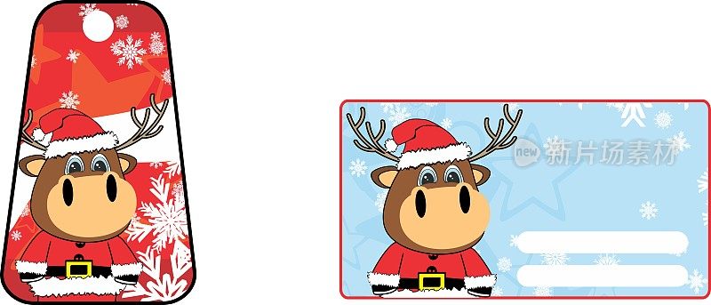 圣诞可爱的驯鹿圣诞老人服装卡通礼品卡套装