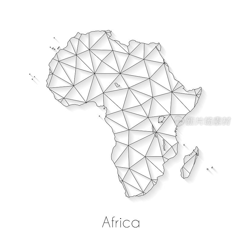 非洲地图连接-白色背景上的网络网格