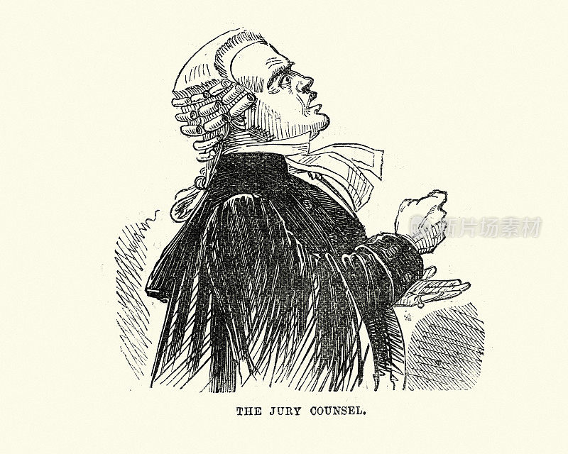 陪审团顾问,律师。法院，维多利亚时代伦敦人物，1850年代