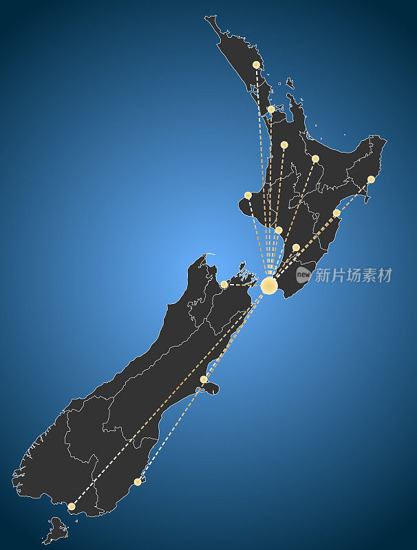 惠灵顿中心，新西兰地图