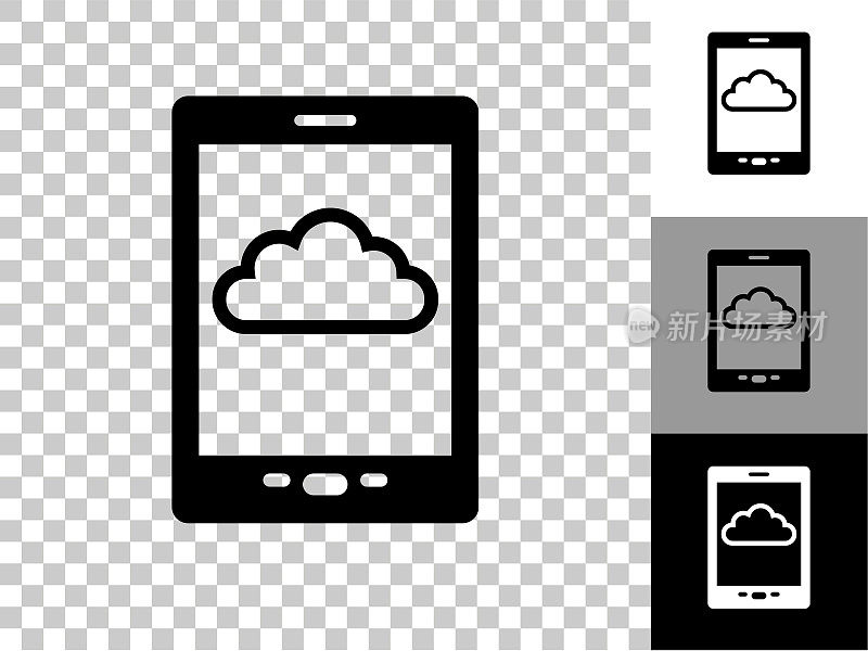 平板电脑云计算图标棋盘透明背景