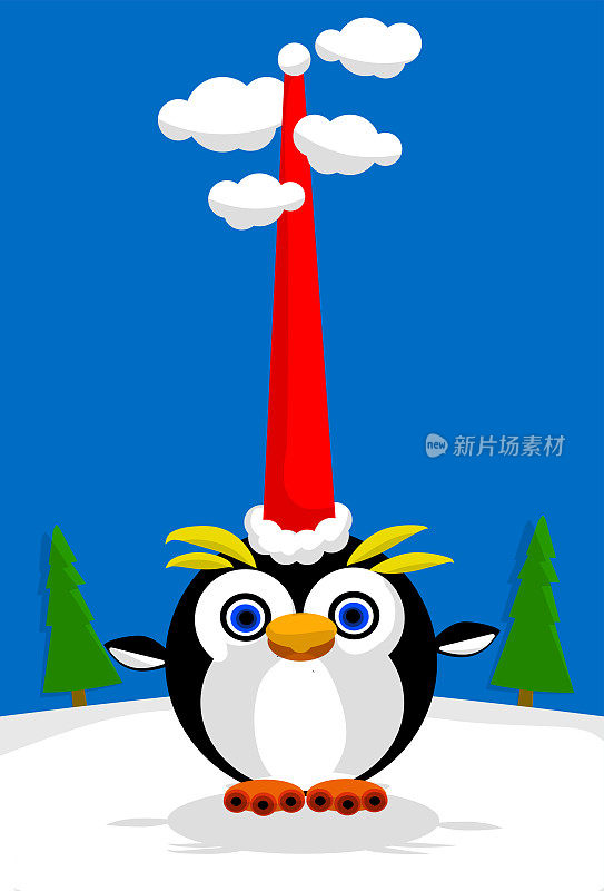 雪中的圣诞企鹅