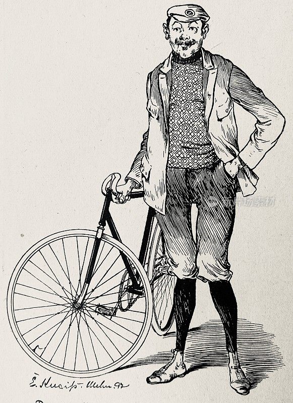 膝盖凹凸不平的自行车手,肖像,全身