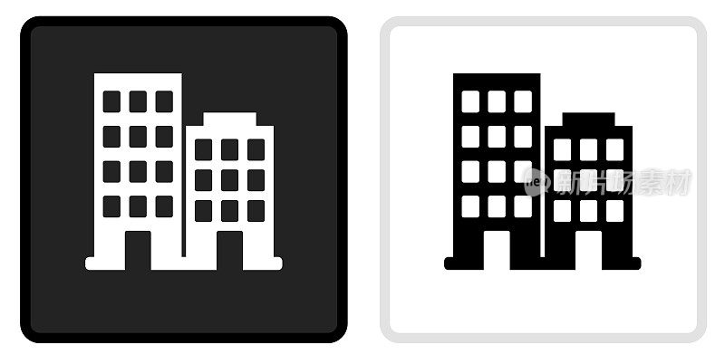 两个建筑图标上的黑色按钮和白色翻转