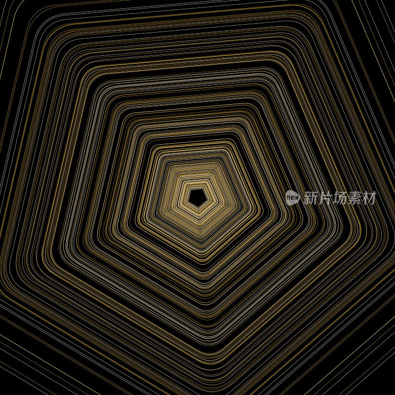 多个金色同心五边形,递减视角