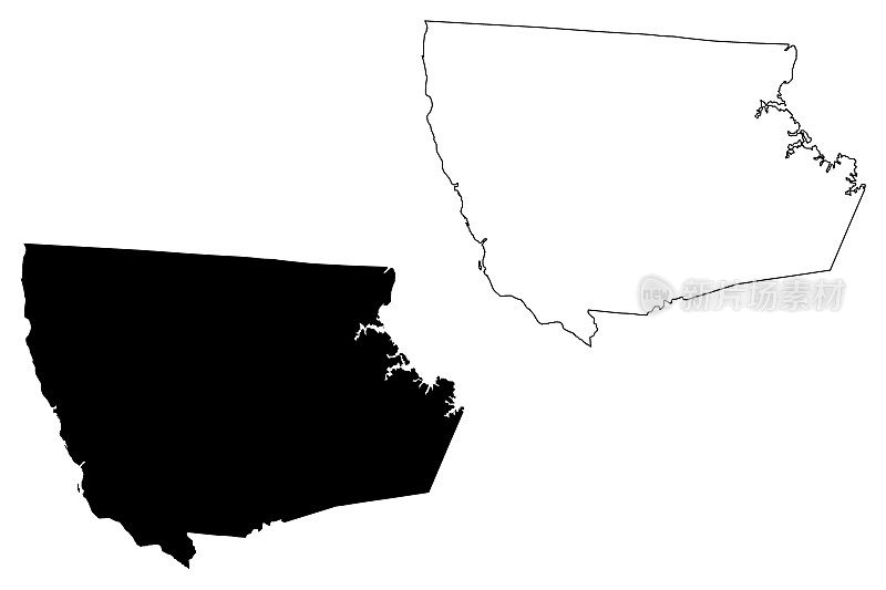 费尔菲尔德县，美国南卡罗莱纳州(美国县，美国，美国)地图矢量插图，草稿费尔菲尔德地图