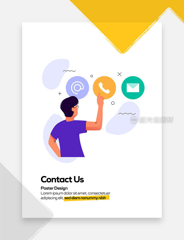 联系我们概念平面设计海报，封面和横幅。现代平面设计矢量插图。