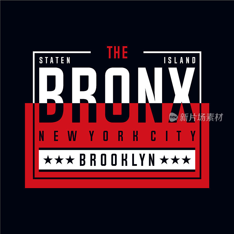 纽约布朗克斯酷炫的排版t恤设计矢量插图