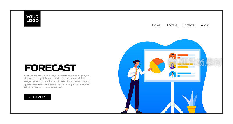 预测概念矢量插图登陆页面模板，网站横幅，广告和营销材料，在线广告，业务演示等。