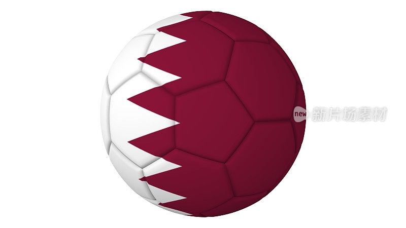 世界杯在卡塔尔，孤立的2022足球足球概念与彩色旗在3d球渲染。足球锦标赛的图片