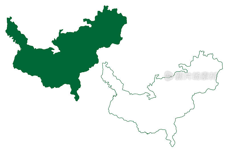 阿努普尔区(中央邦，沙哈多尔区，印度共和国)地图矢量插图，涂鸦素描阿努普尔地图