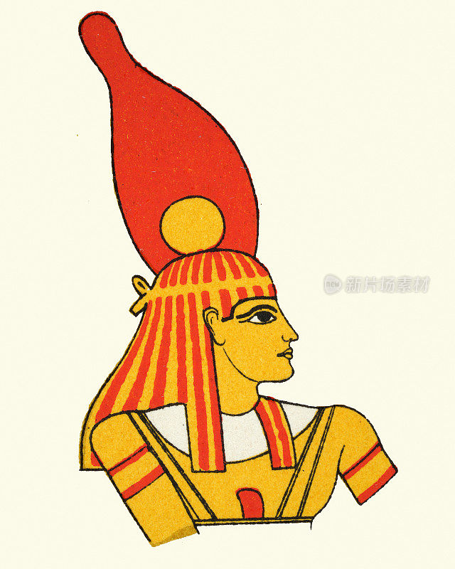 古埃及，马ouli半身像，华丽的头饰，源于Kalabschi神庙的艺术品
