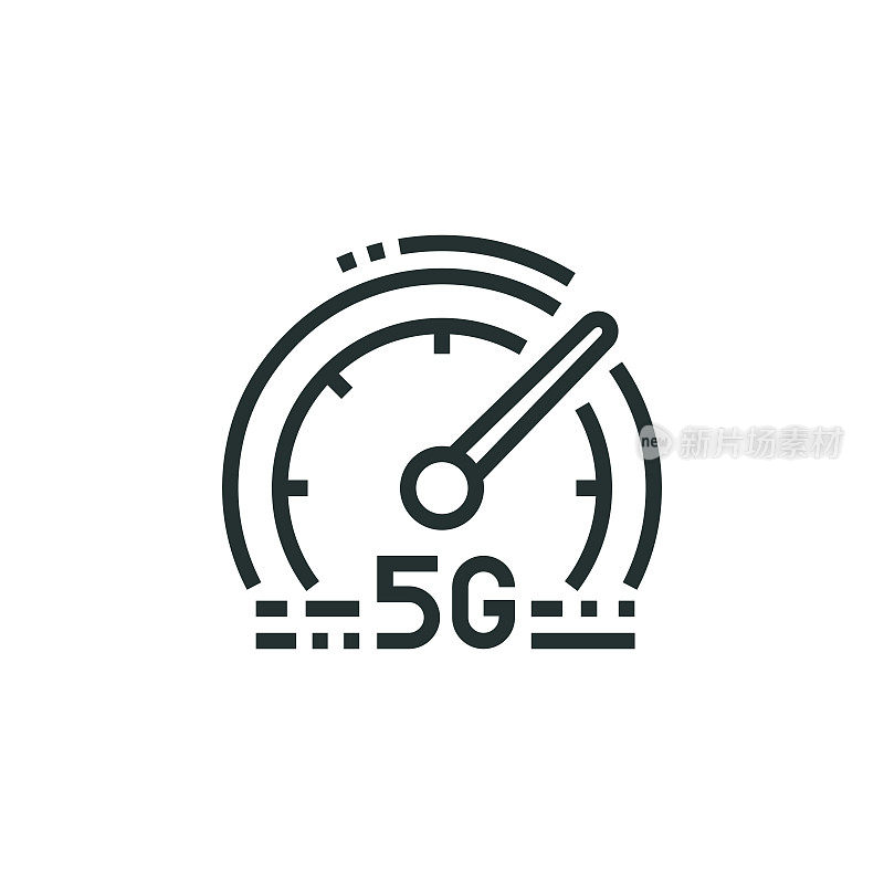 5G和技术，速度，网络，大数据，线图标