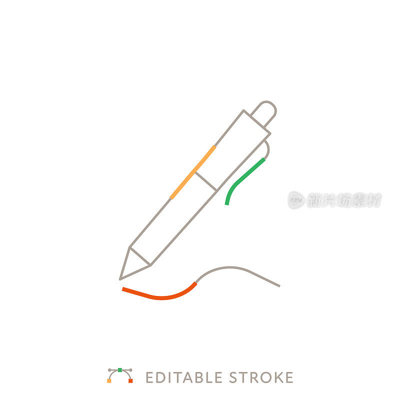 钢笔多色线图标与可编辑的Stroke