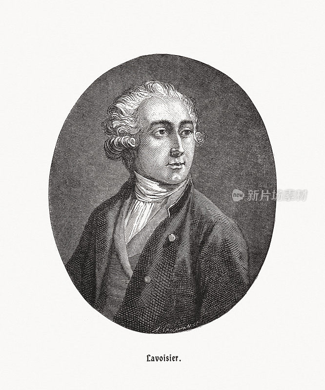 安托万-洛朗・德・拉瓦锡(1743-1794)，法国化学家，木刻，1900年出版