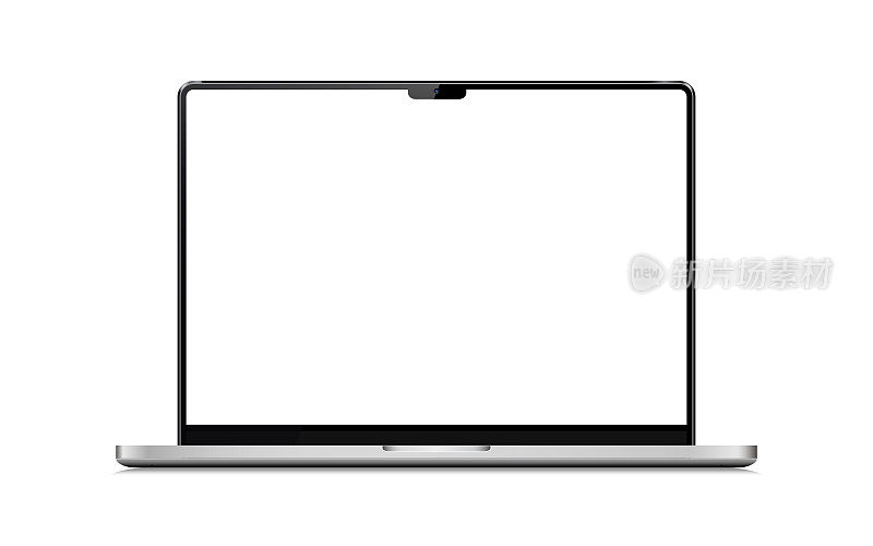 孤立的笔记本电脑与空白屏幕