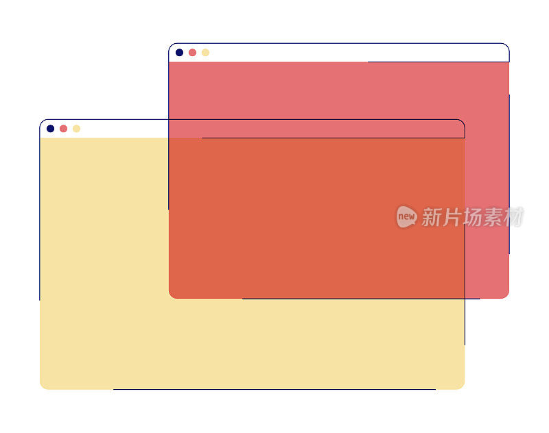 网页浏览器的平面颜色和线条艺术