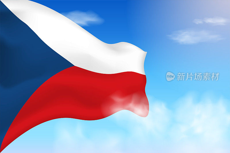 捷克国旗在云端。