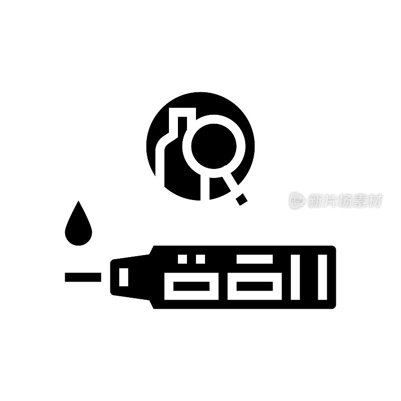 尿液酒精测试装置字形图标矢量插图