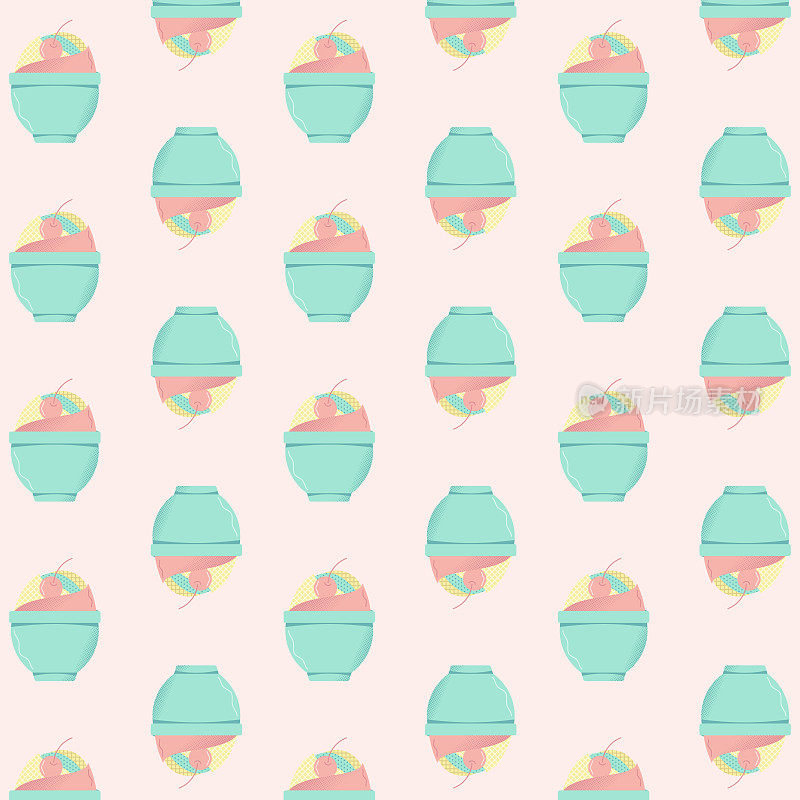 开心果、草莓和柠檬冰糕颜色的冰淇淋图案