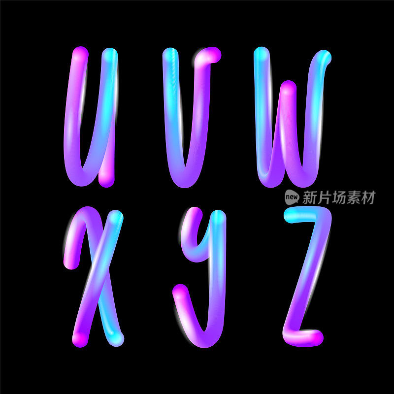 3D柔性霓虹字体管状字母，明亮的塑料气泡字母