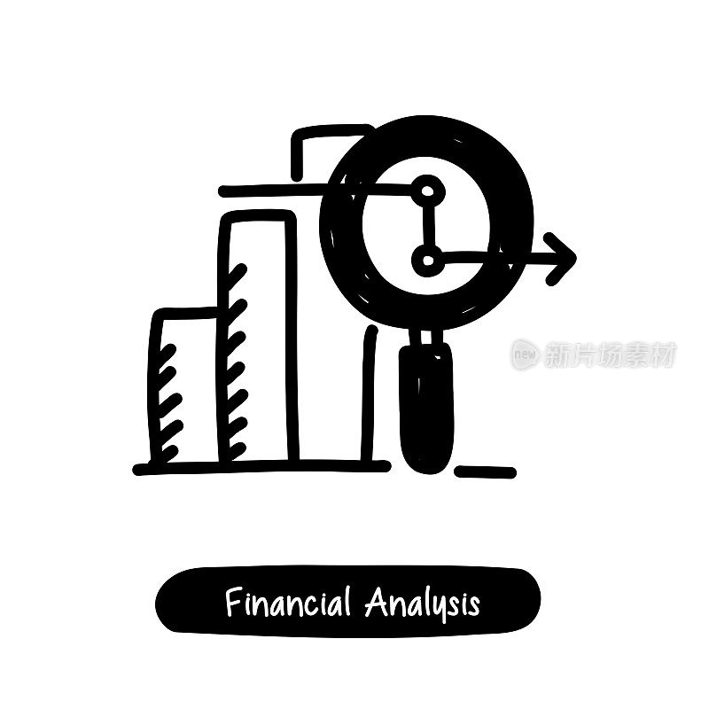 财务分析图标。潮流风格矢量插图符号