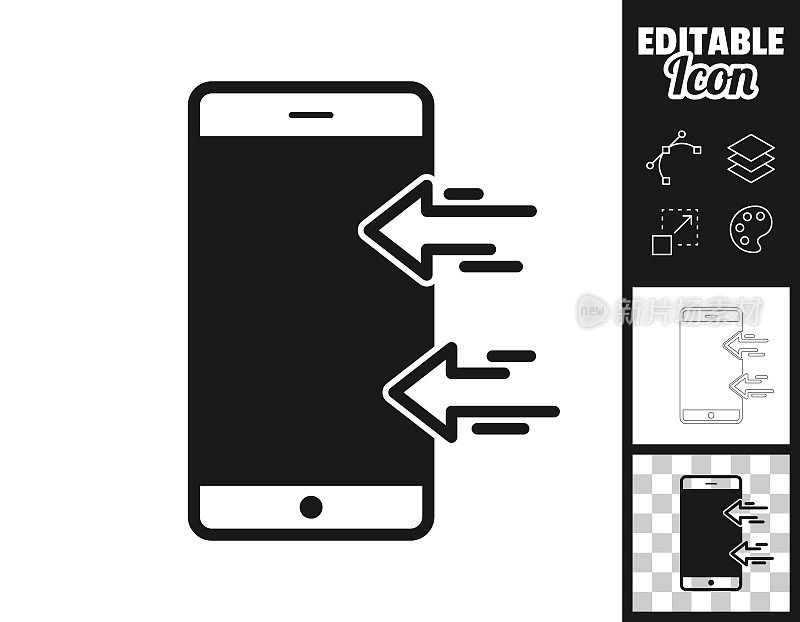 发送到智能手机。图标设计。轻松地编辑