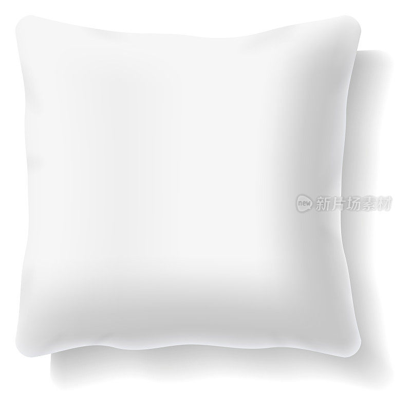 白色枕头模型。真实柔软的面料靠垫