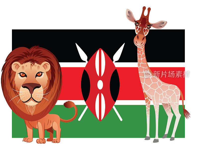 肯尼亚国旗和狮子