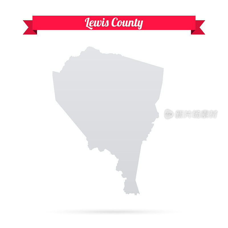 西弗吉尼亚州刘易斯县。白底红旗地图