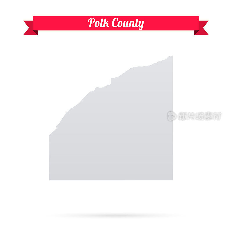 波尔克县，内布拉斯加州。白底红旗地图