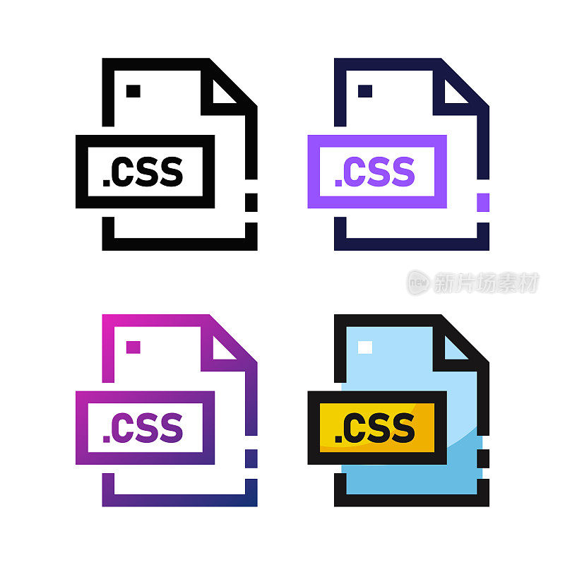 CSS文件图标设计在四个变化的颜色