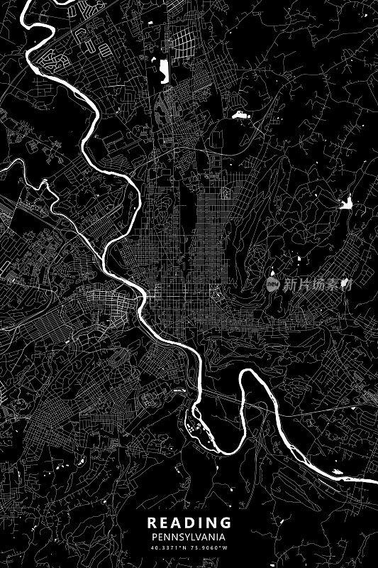 阅读，宾夕法尼亚州，美国矢量地图