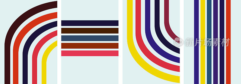 矢量彩虹颜色条纹图案设计横幅卡片模板抽象背景集合