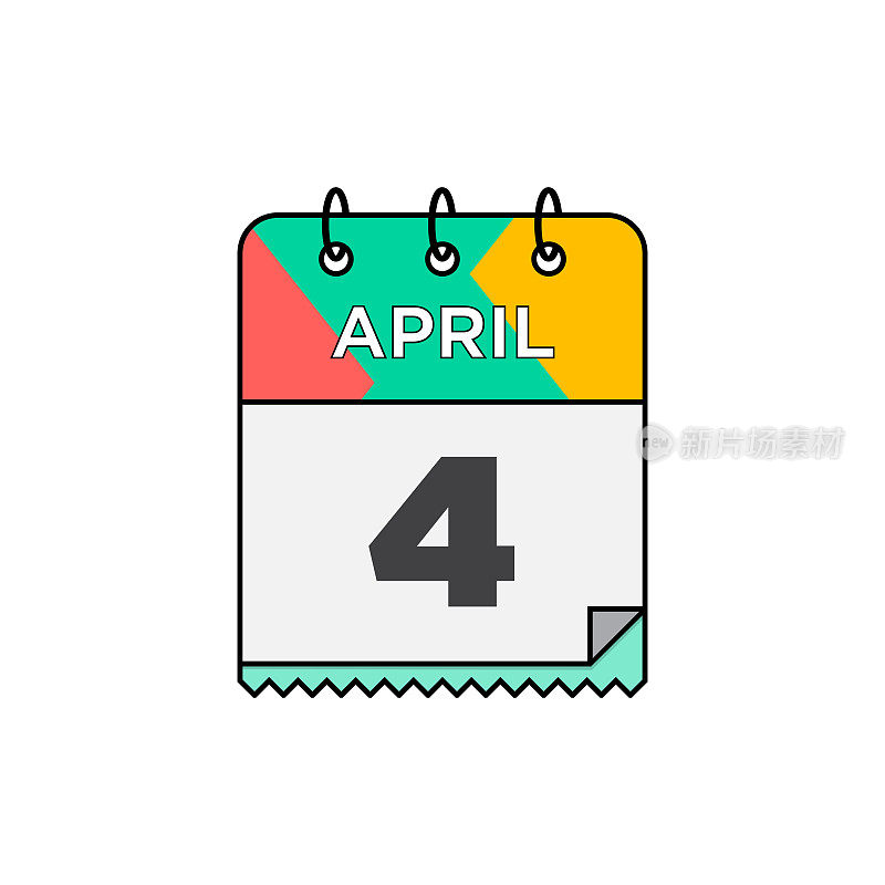 四月-每日日历图标在平面设计风格股票插图