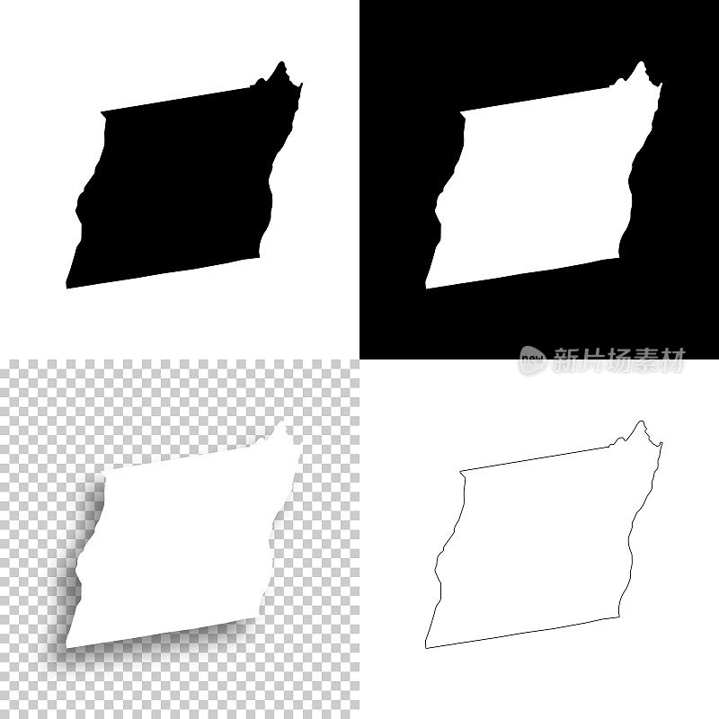 奥尔巴尼县，纽约。设计地图。空白，白色和黑色背景