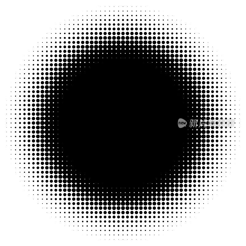 具有双色调点径向梯度的网格图案;中间一片漆黑。