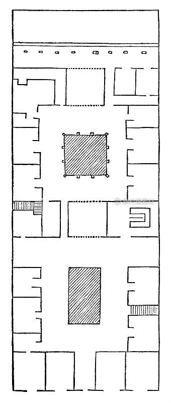 19世纪意大利庞贝的潘萨之家平面图