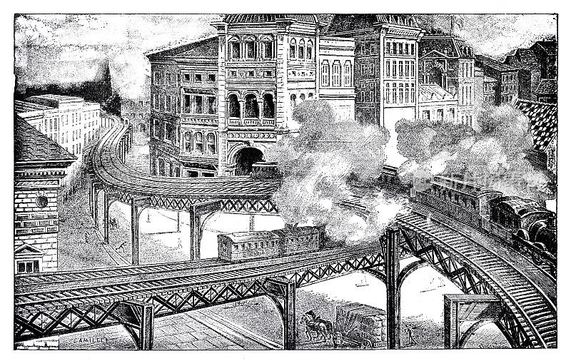 1893年纽约市的高架铁路