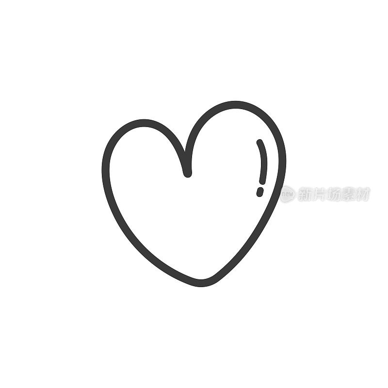 心形插图类型5为情人节,黑白主题。