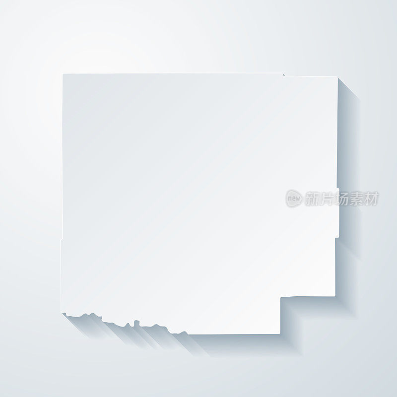 科罗拉多州的克劳利县。地图与剪纸效果的空白背景