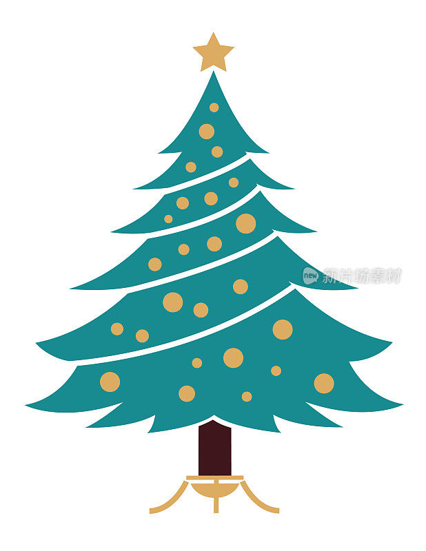 可爱的圣诞树图标在透明的基础上