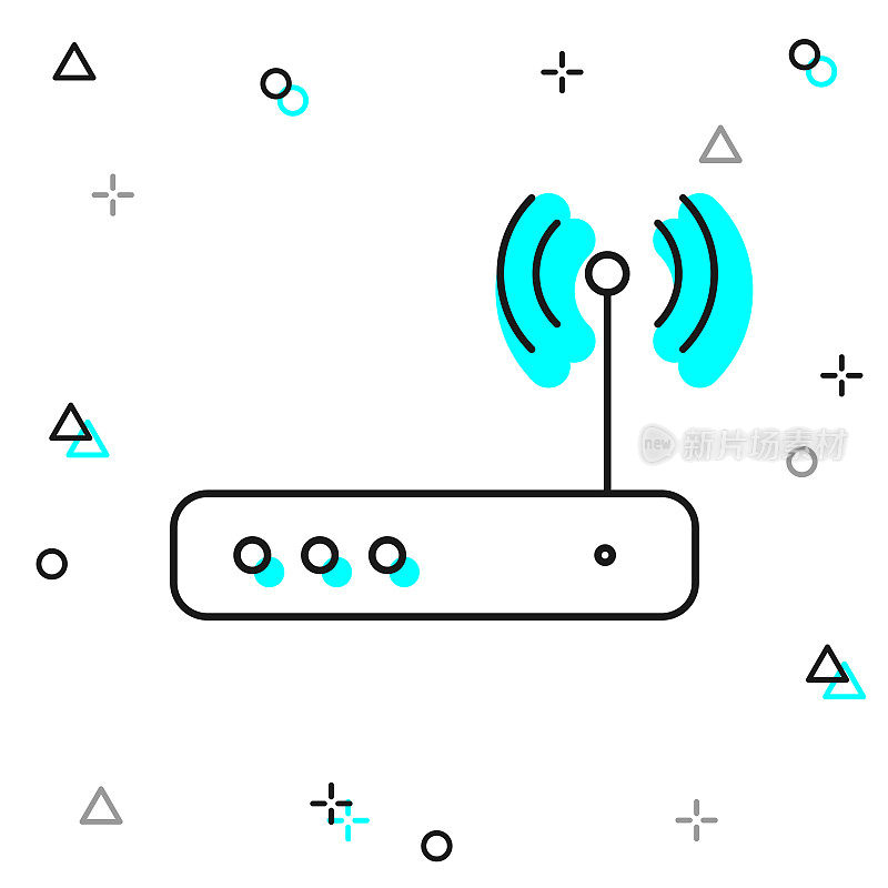 无线路由器。白色背景上的线图标