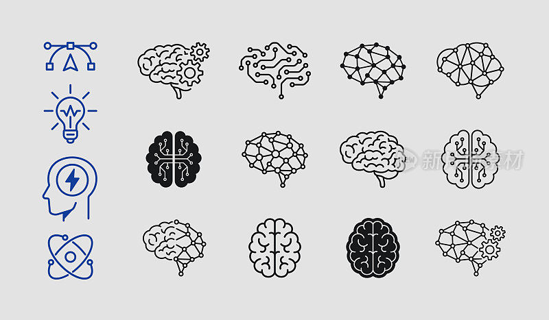 大脑和人工智能图标