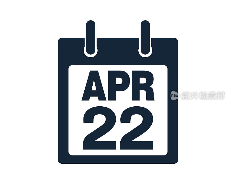 4月22日日历图标股票矢量插图
