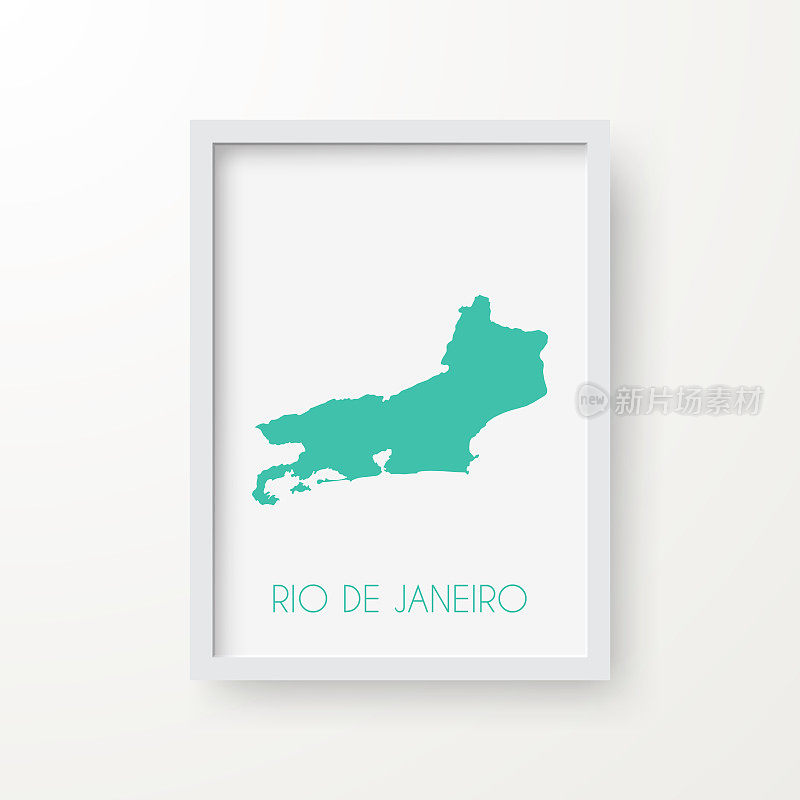 里约热内卢里约热内卢地图在一个框架上的白色背景
