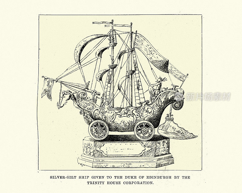 19世纪爱丁堡公爵的镀金银船