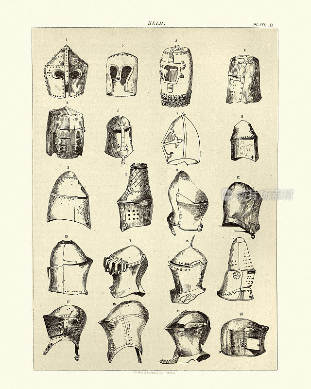 中世纪头盔的例子