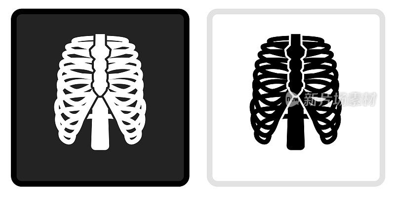人类肋骨图标在黑色按钮与白色翻转